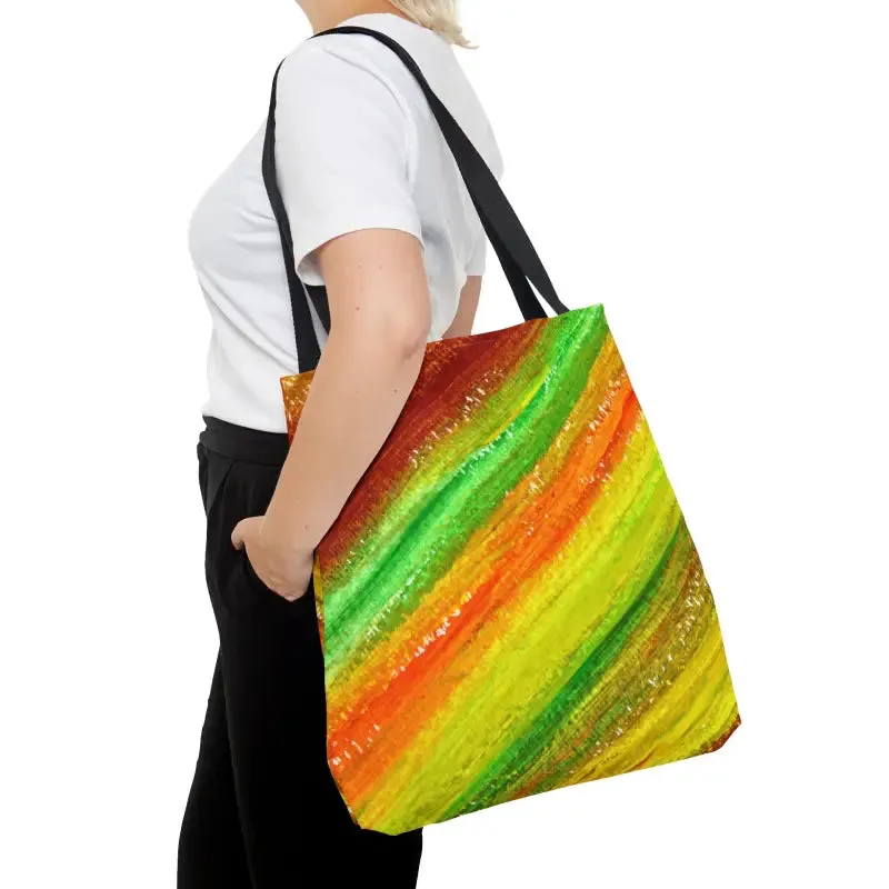 Vibrant Green Red Abstract Tote Bag for a Bold Look