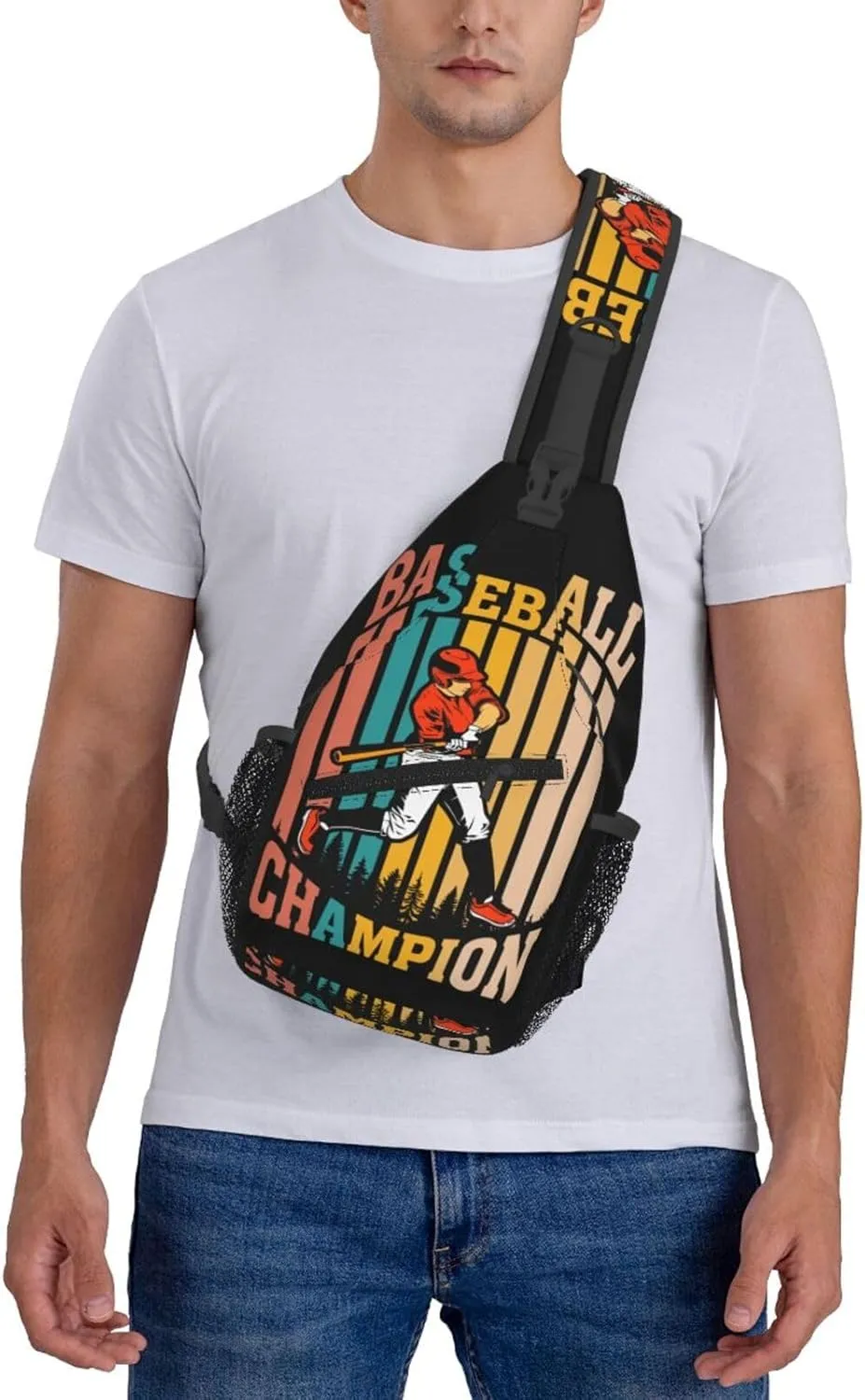 Vintage Baseball Champion Player Chest Bags Crossbody Sling Bag Shoulder Bag Travel Hiking Daypack For Men Women