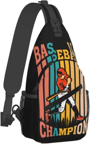 Vintage Baseball Champion Player Chest Bags Crossbody Sling Bag Shoulder Bag Travel Hiking Daypack For Men Women