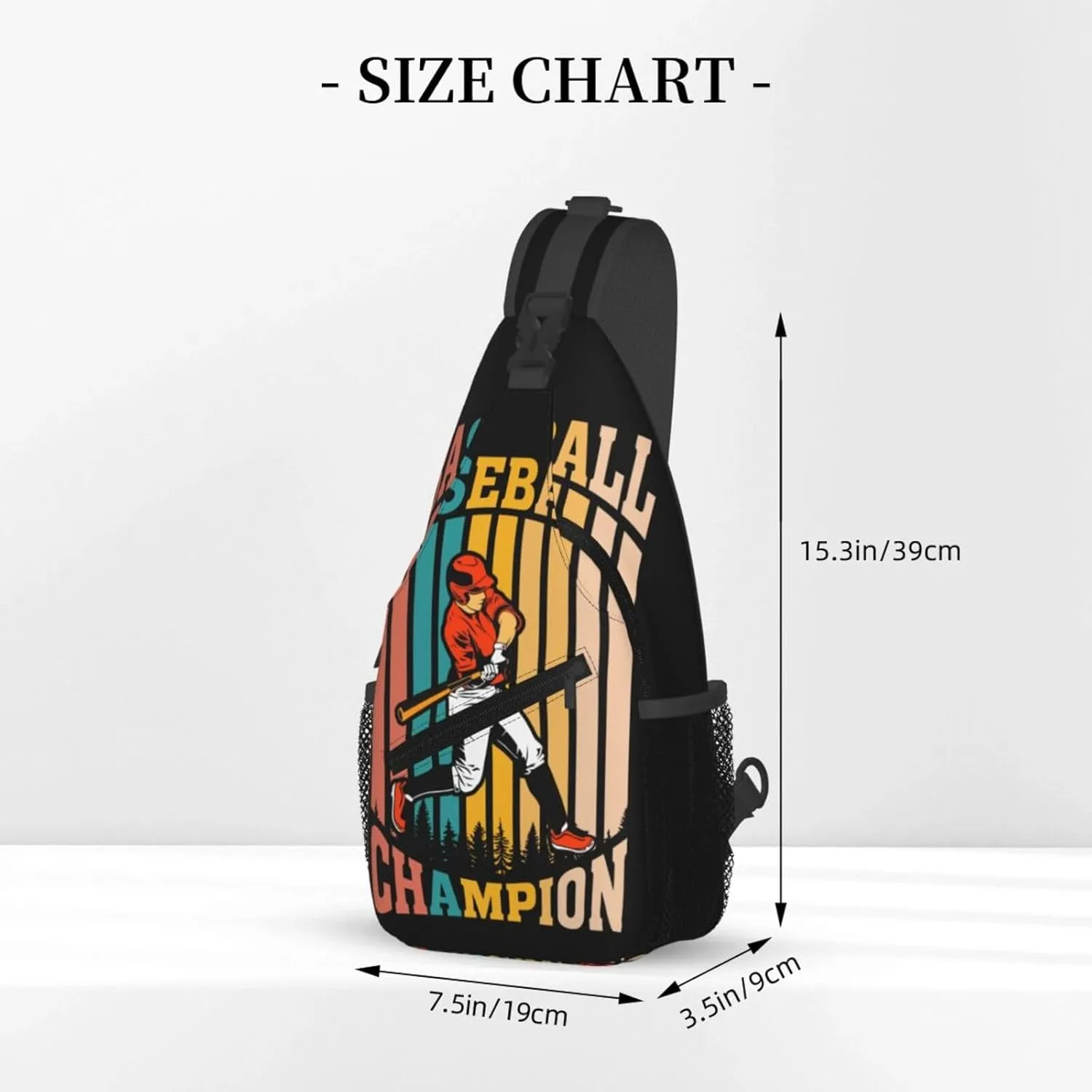 Vintage Baseball Champion Player Chest Bags Crossbody Sling Bag Shoulder Bag Travel Hiking Daypack For Men Women