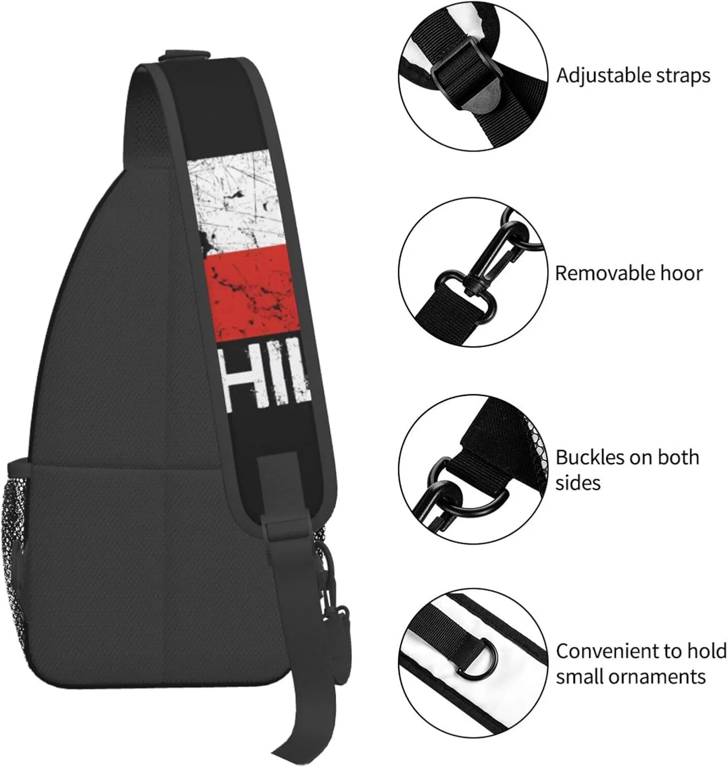 Vintage Half South African American Flag Sling Bag Adjustable Chest Bags Crossbody Bag Travel Shoulder Backpack