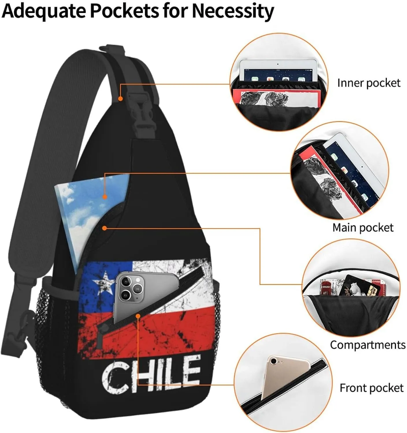Vintage Half South African American Flag Sling Bag Adjustable Chest Bags Crossbody Bag Travel Shoulder Backpack