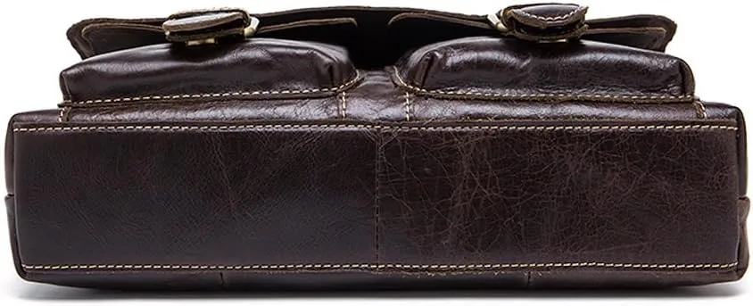 Vintage Leather Men Rugged Post Messenger Crossbody Bag