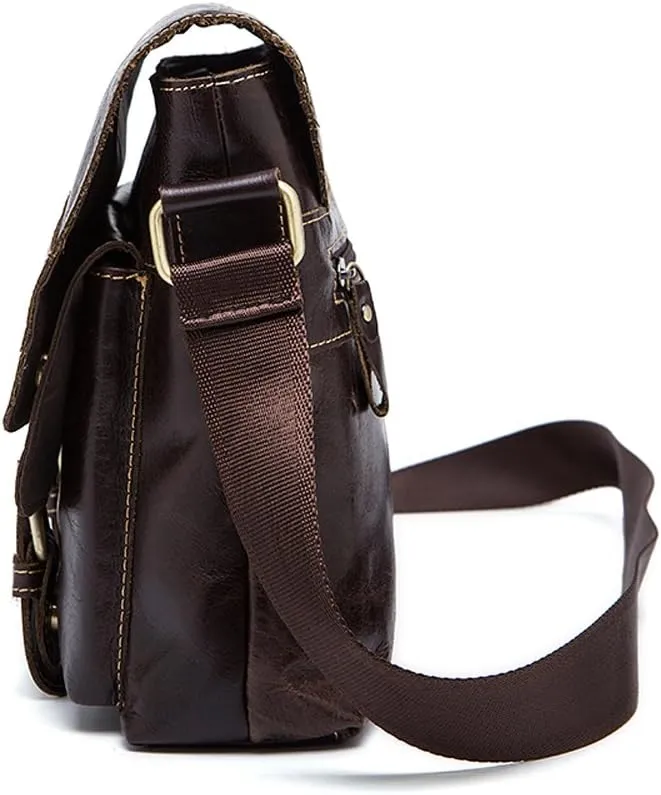 Vintage Leather Men Rugged Post Messenger Crossbody Bag