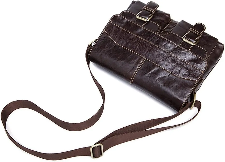 Vintage Leather Men Rugged Post Messenger Crossbody Bag