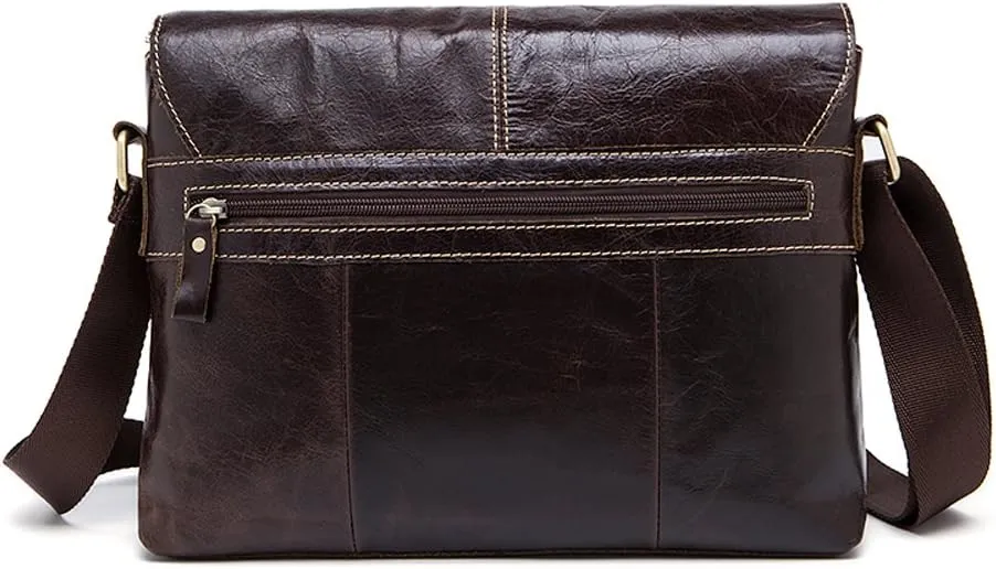 Vintage Leather Men Rugged Post Messenger Crossbody Bag