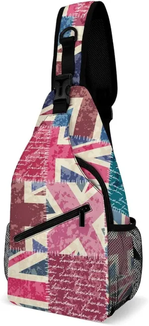 Vintage London British Flag Sling Backpack Multipurpose Crossbody Shoulder Bag Printed Chest Bag Travel Hiking Daypack
