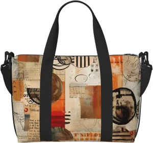 Vintage Newspaper Travel Duffel Bag Retro Magazine Carry On Tote Bag for Women Large Shoulder Weekender Overnight Bag Sports Gym Bag