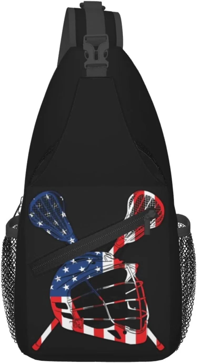Vintage Wrestling Wrestle Wrestler American Flag Sling Bag Chest Bags Casual Crossbody Bag Travel Shoulder Backpack