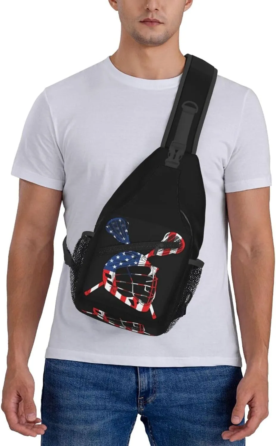 Vintage Wrestling Wrestle Wrestler American Flag Sling Bag Chest Bags Casual Crossbody Bag Travel Shoulder Backpack