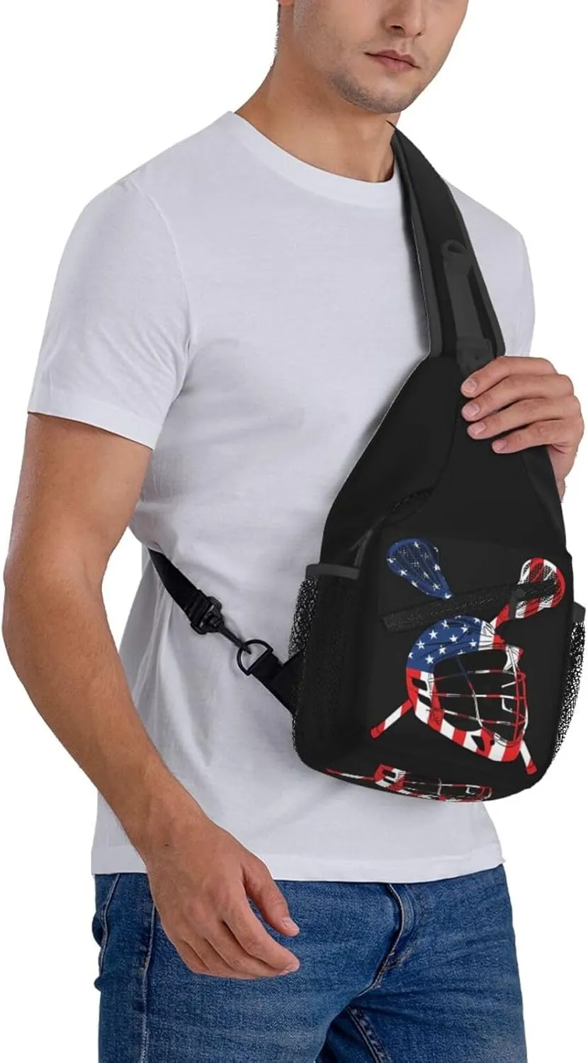 Vintage Wrestling Wrestle Wrestler American Flag Sling Bag Chest Bags Casual Crossbody Bag Travel Shoulder Backpack