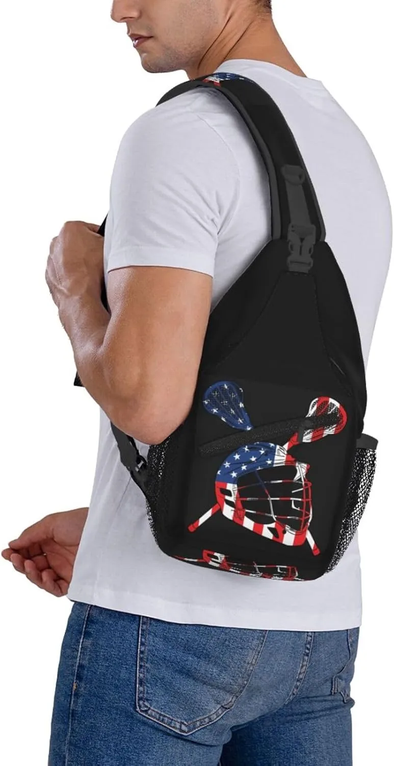 Vintage Wrestling Wrestle Wrestler American Flag Sling Bag Chest Bags Casual Crossbody Bag Travel Shoulder Backpack