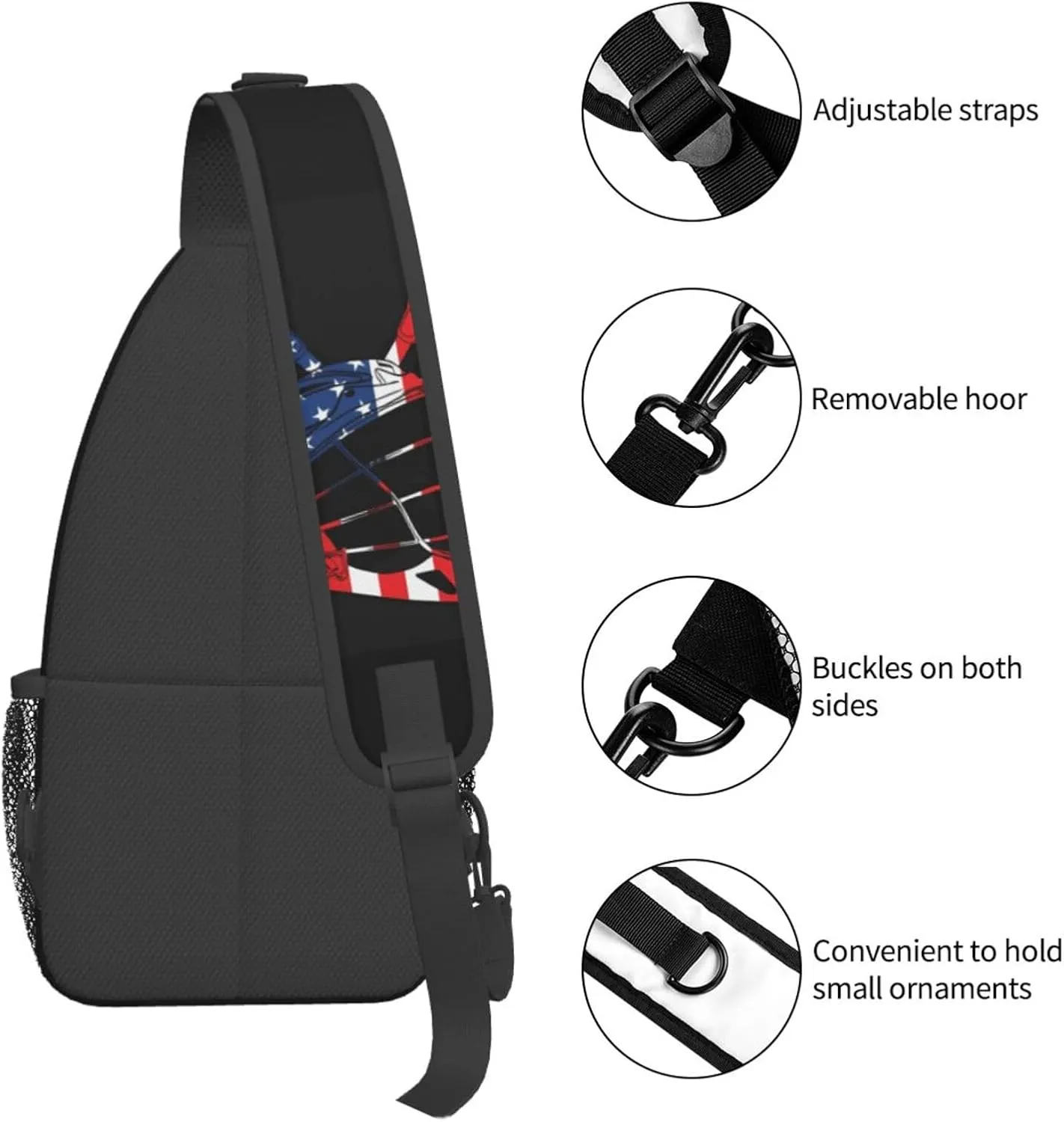 Vintage Wrestling Wrestle Wrestler American Flag Sling Bag Chest Bags Casual Crossbody Bag Travel Shoulder Backpack
