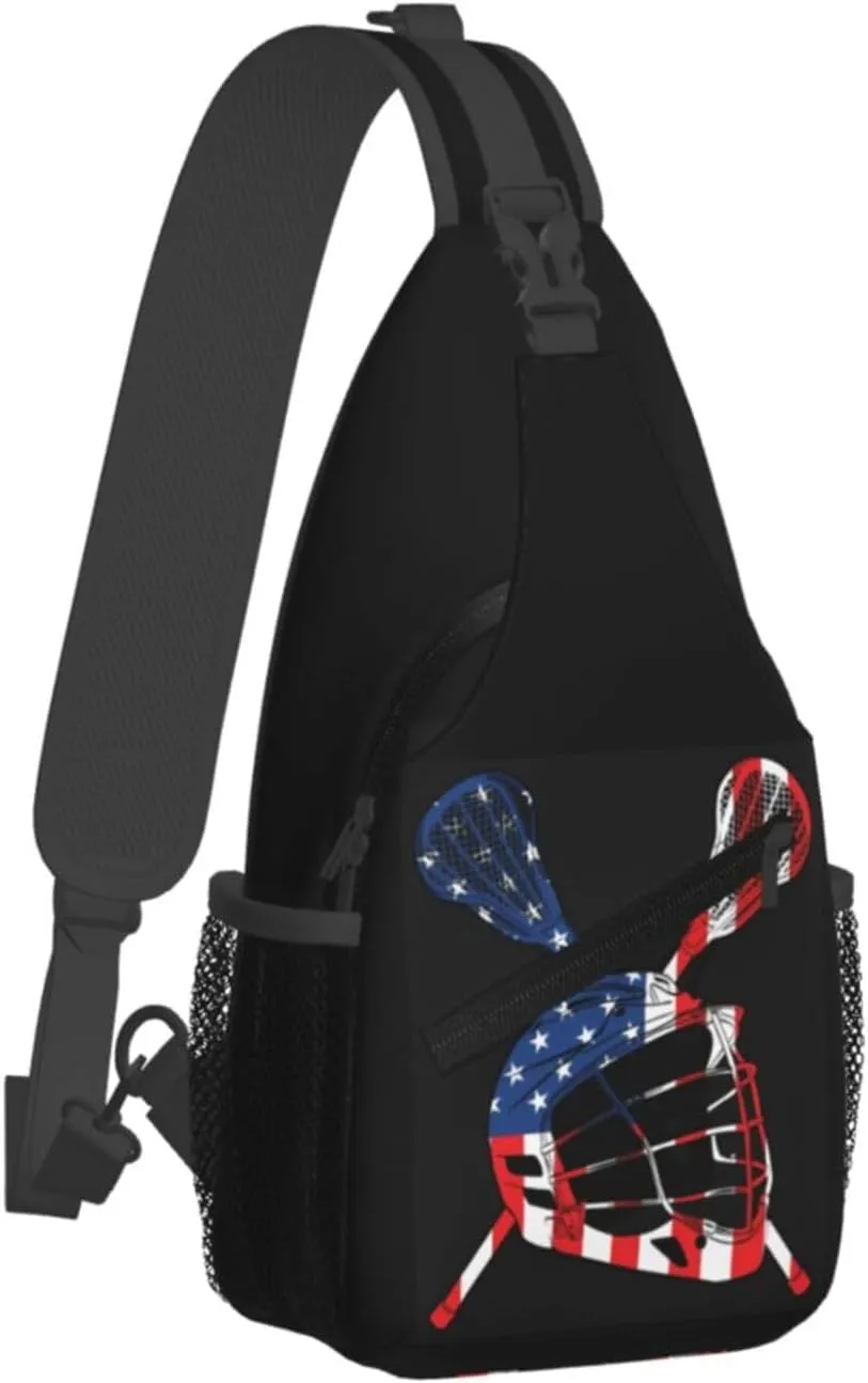 Vintage Wrestling Wrestle Wrestler American Flag Sling Bag Chest Bags Casual Crossbody Bag Travel Shoulder Backpack