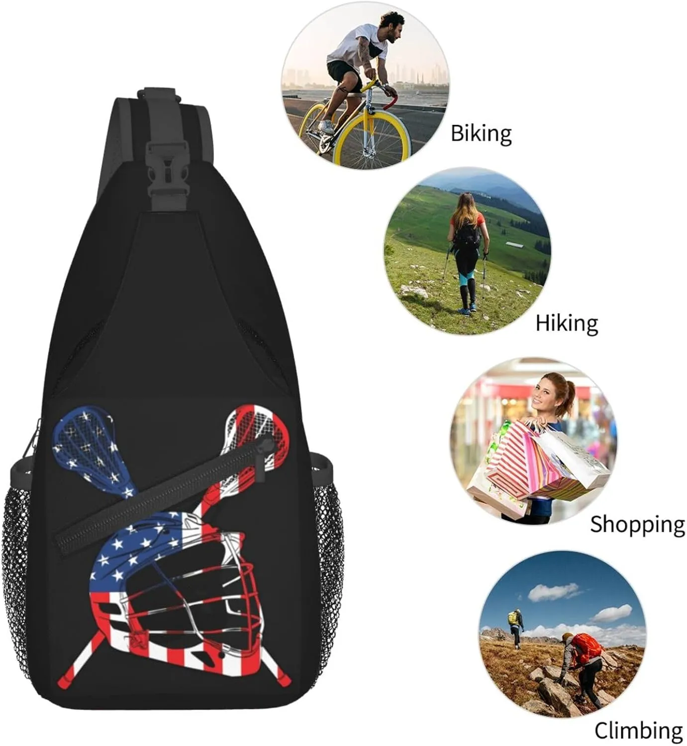Vintage Wrestling Wrestle Wrestler American Flag Sling Bag Chest Bags Casual Crossbody Bag Travel Shoulder Backpack