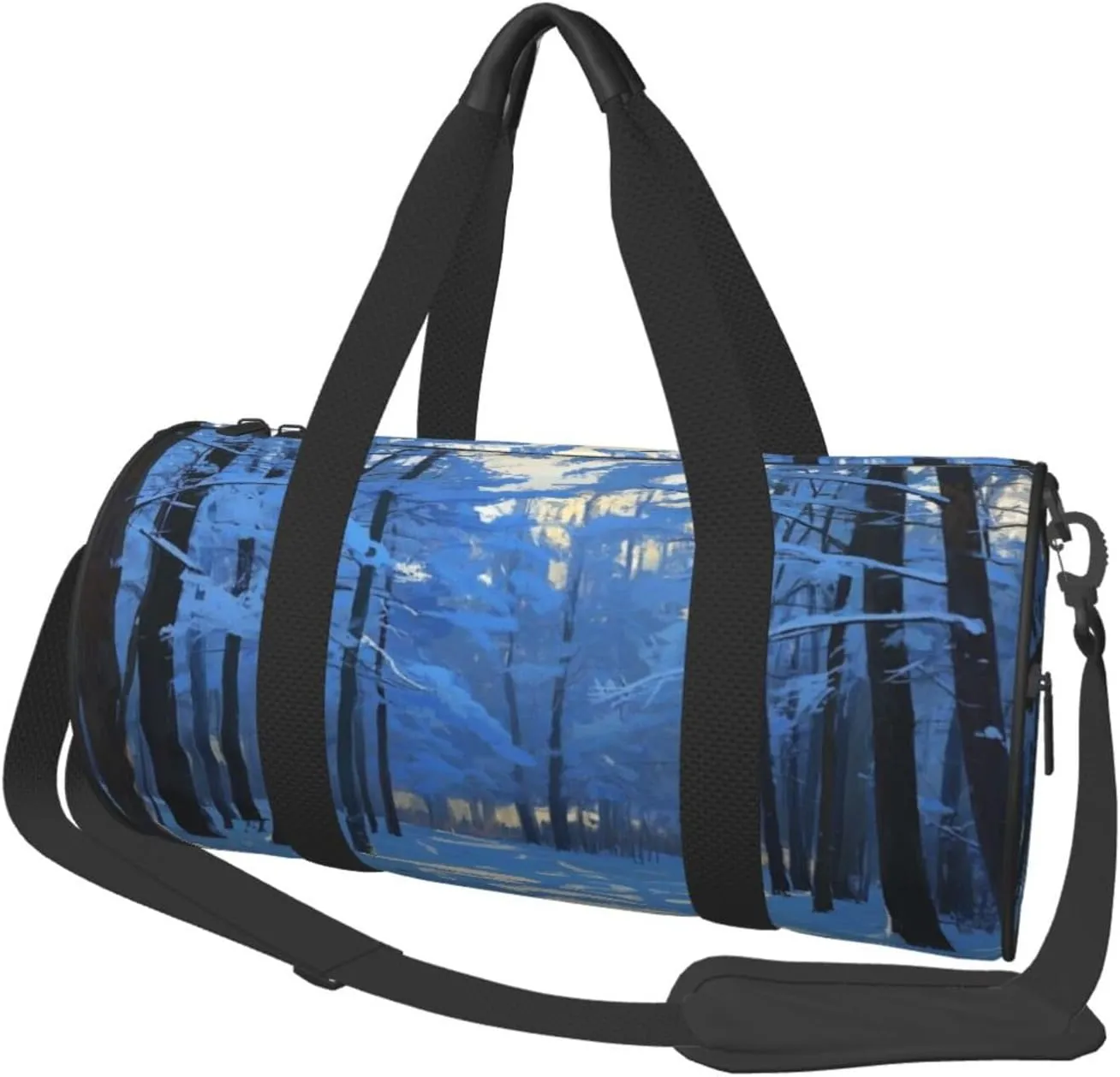 Wandering in the winter light Print Round Large Capacity Travel Luggage Bags,Men's and Women's Hand-Held Travel Clothing Bags