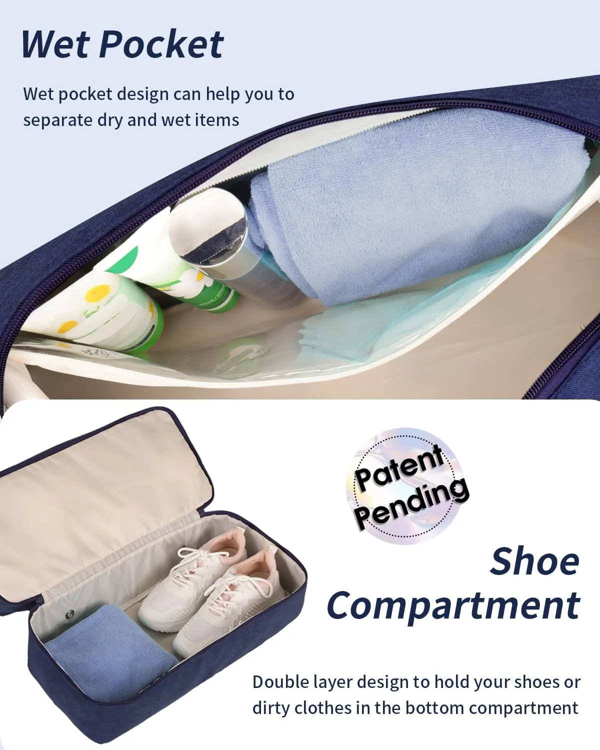 Wandering Nature For Spirit Airlines Personal Item Bag 18x14x8 Travel Duffel Bag Underseat Carry on Luggage with Shoe Compartment Wet Pocke Toiletry Pouch for Women Men Patent Pending