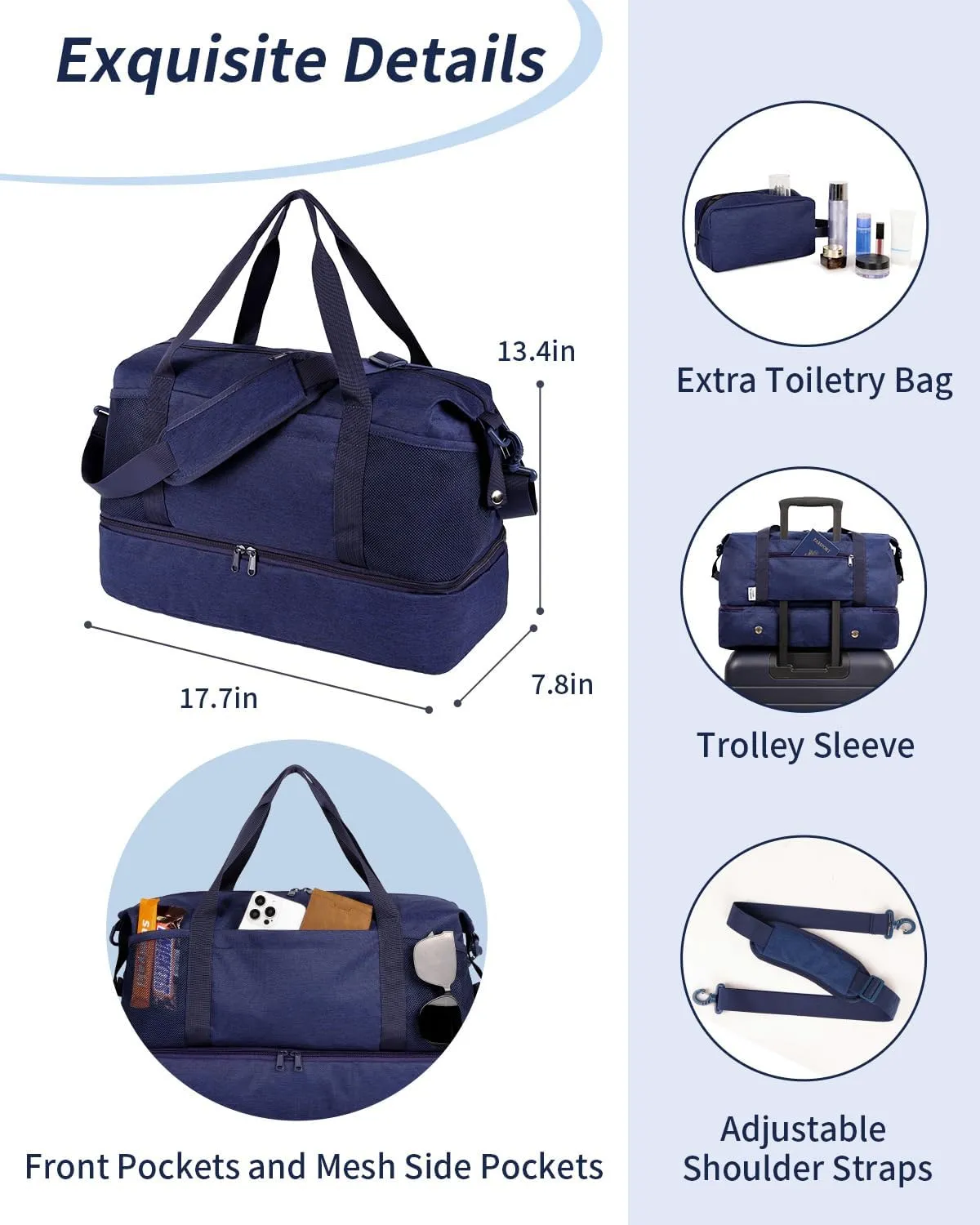 Wandering Nature For Spirit Airlines Personal Item Bag 18x14x8 Travel Duffel Bag Underseat Carry on Luggage with Shoe Compartment Wet Pocke Toiletry Pouch for Women Men Patent Pending