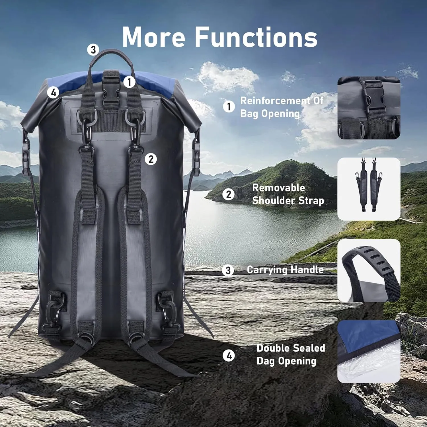 Waterproof Backpack For Women Men Dry Bags Waterprof Bags for Kayaking Boating Travele Hiking Camping Dry Bag 20L