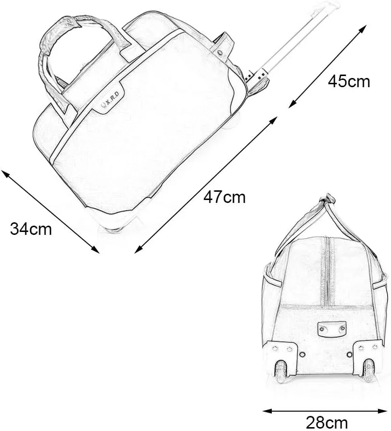 Waterproof Rolling Duffle Bag Wheeled Business Carry on Luggage, Soft Rolling Tote Travel Bag Suitcases with Wheels, Overnight Weekender Bags for Women, 19inch (Color : Purple)