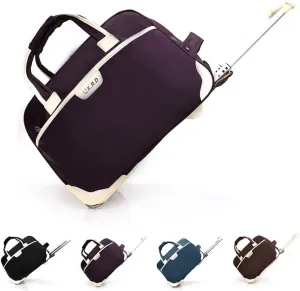 Waterproof Rolling Duffle Bag Wheeled Business Carry on Luggage, Soft Rolling Tote Travel Bag Suitcases with Wheels, Overnight Weekender Bags for Women, 19inch (Color : Purple)