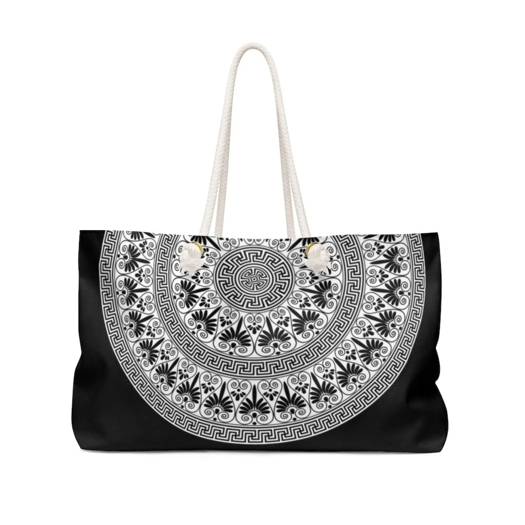 Weekender Tote Bag - Black and White Bohemian