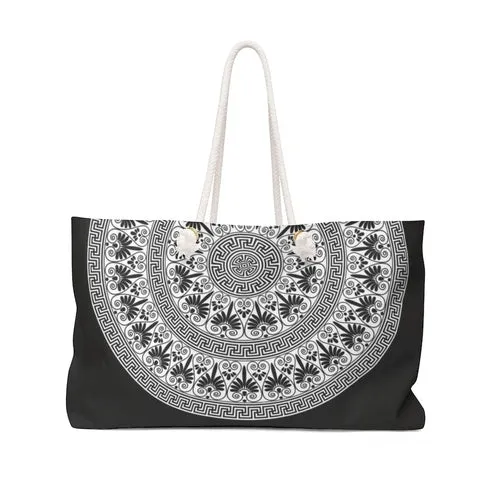 Weekender Tote Bag - Black and White Bohemian