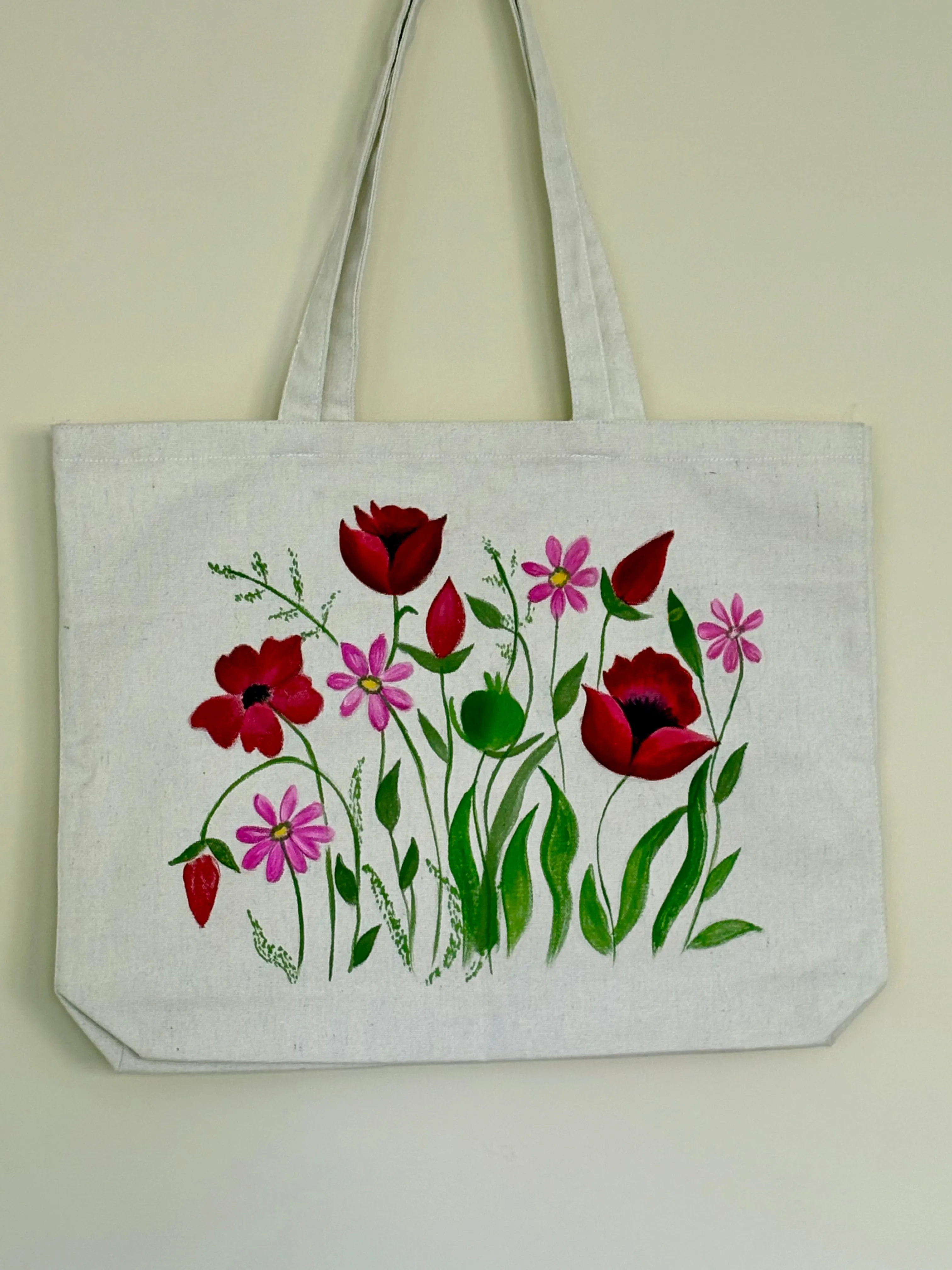 Wild Blooms - Hand Painted, Canvas Tote Bag