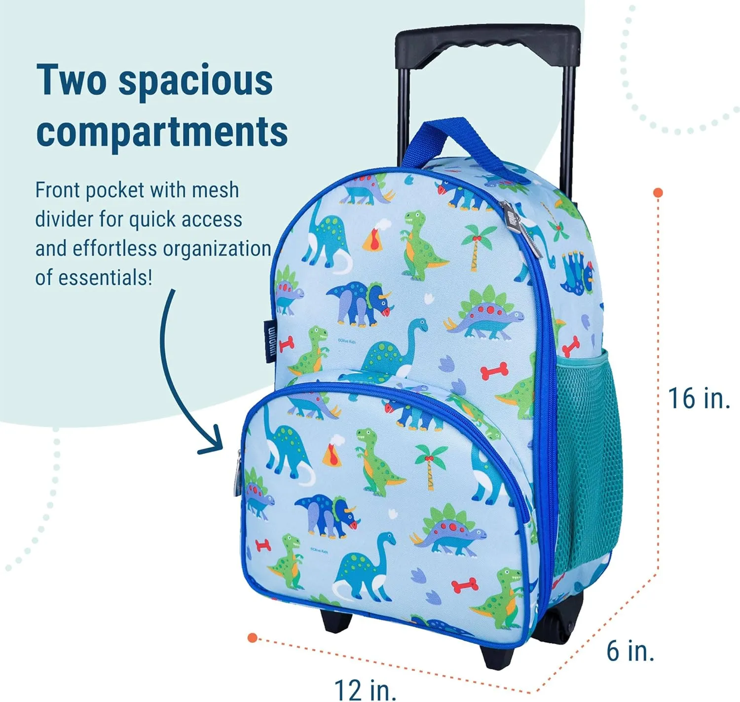 Wildkin Kids Rolling Luggage – Carry-On Size for School & Overnight Travel