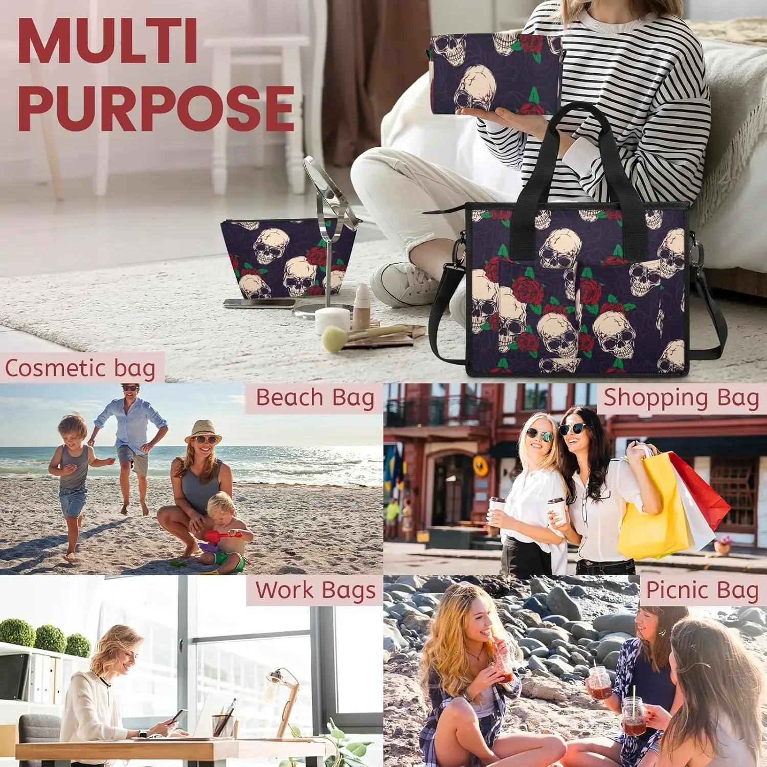 Women Fashion Tote Bag Wallet Shoulder Bags Set 3PCS Top Handle Satchel Purse Large Zippered Handbag Daily Use
