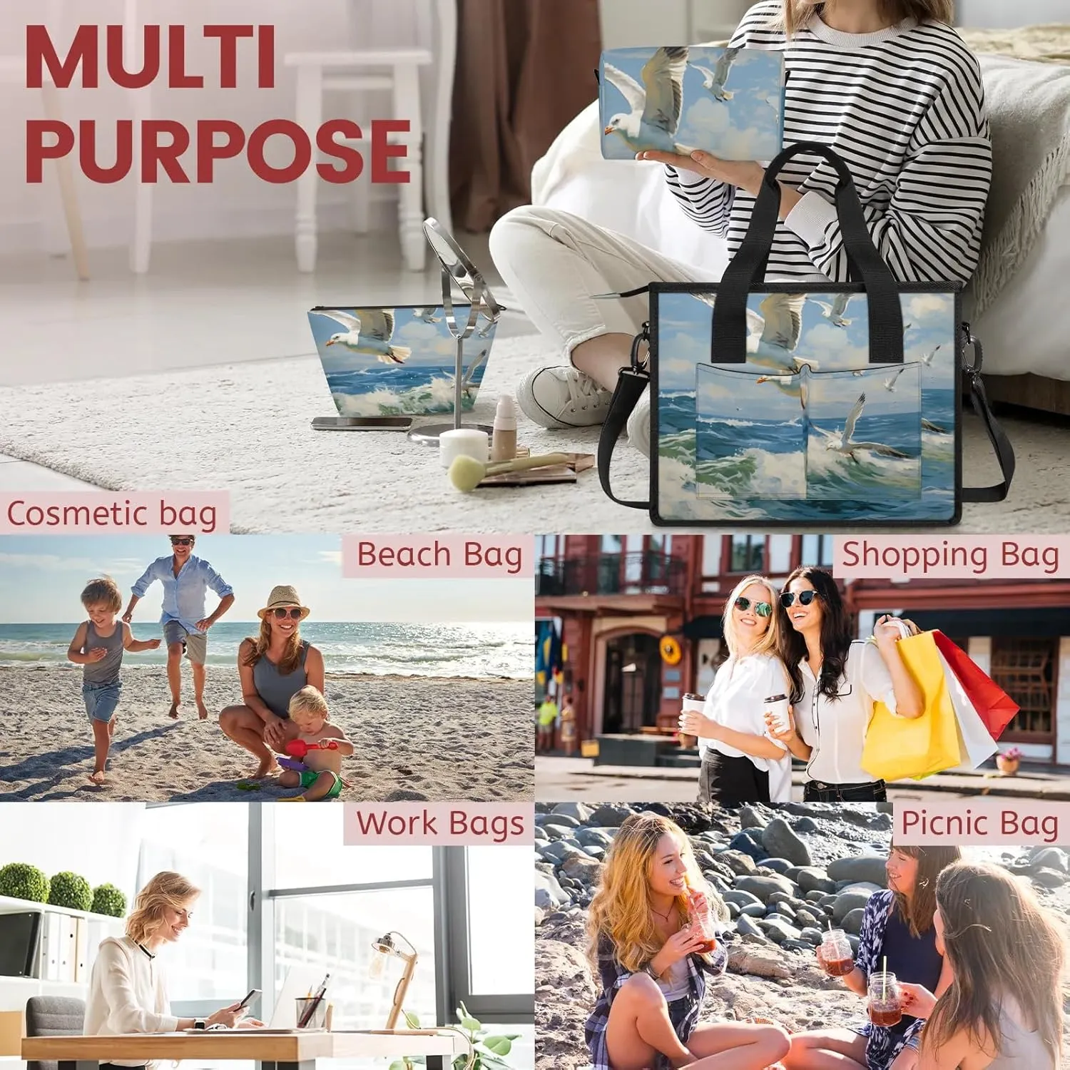 Women Fashion Tote Bag Wallet Shoulder Bags Set 3PCS Top Handle Satchel Purse Large Zippered Handbag Daily Use