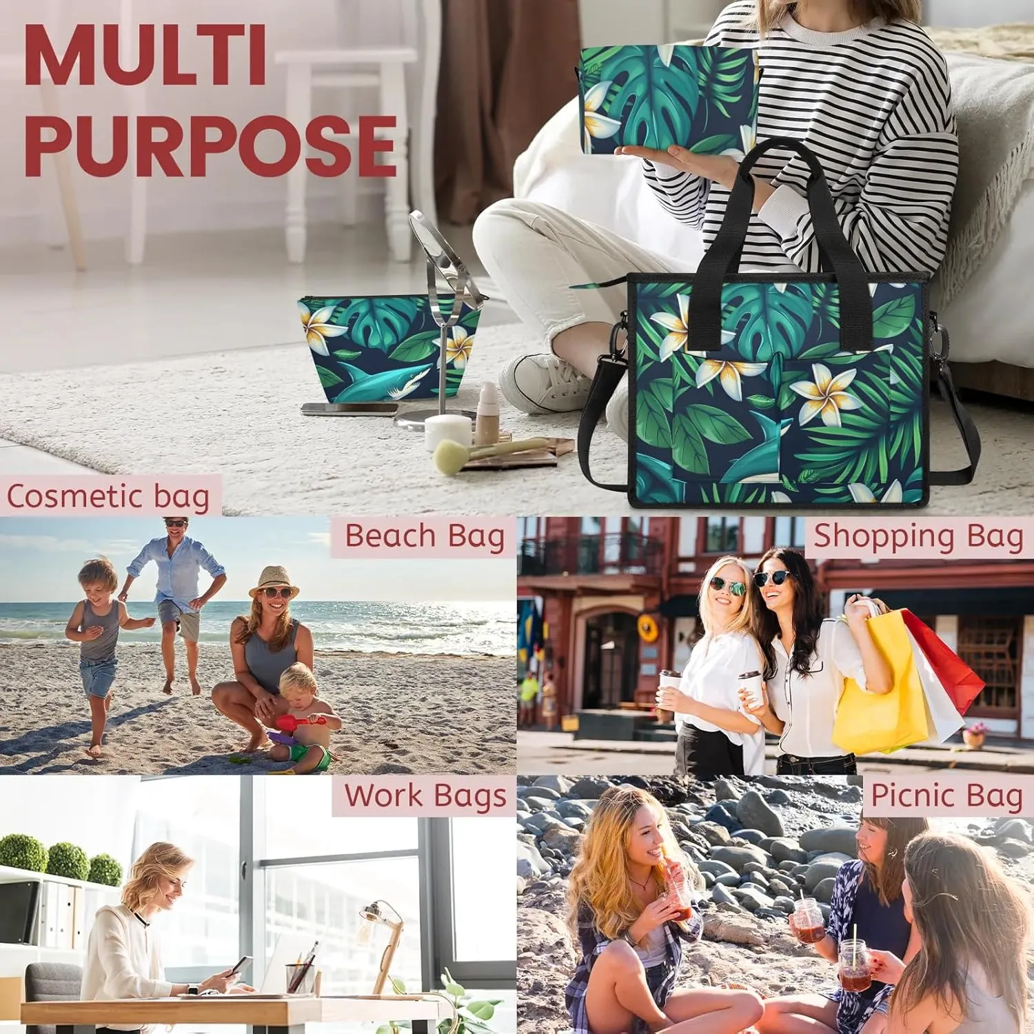 Women Fashion Tote Bag Wallet Shoulder Bags Set 3PCS Top Handle Satchel Purse Large Zippered Handbag Daily Use