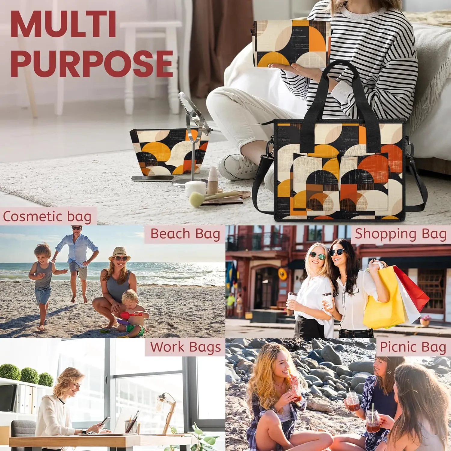 Women Fashion Tote Bag Wallet Shoulder Bags Set 3PCS Top Handle Satchel Purse Large Zippered Handbag Daily Use