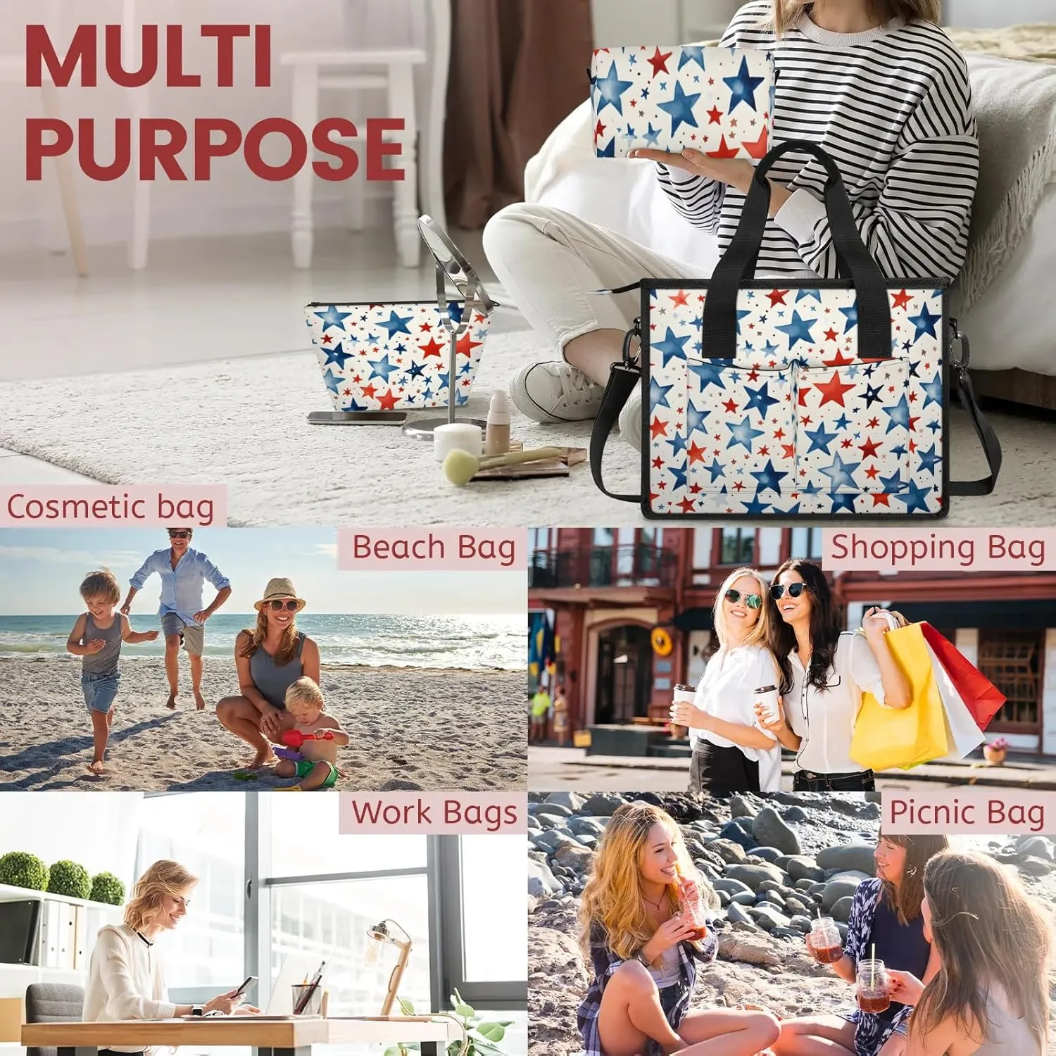 Women Fashion Tote Bag Wallet Shoulder Bags Set 3PCS Top Handle Satchel Purse Large Zippered Handbag Daily Use