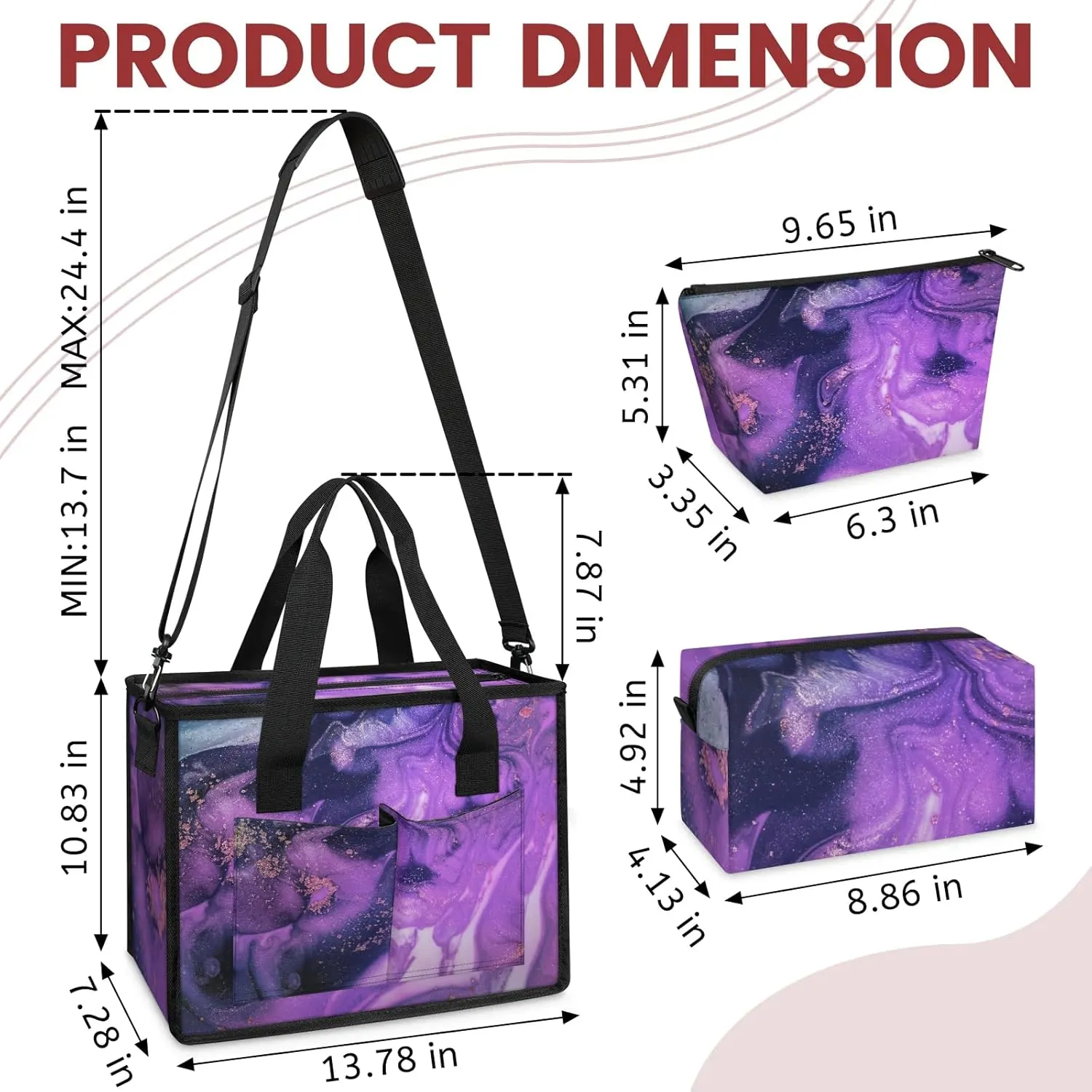 Women Fashion Tote Bag Wallet Shoulder Bags Set 3PCS Top Handle Satchel Purse Large Zippered Handbag Daily Use