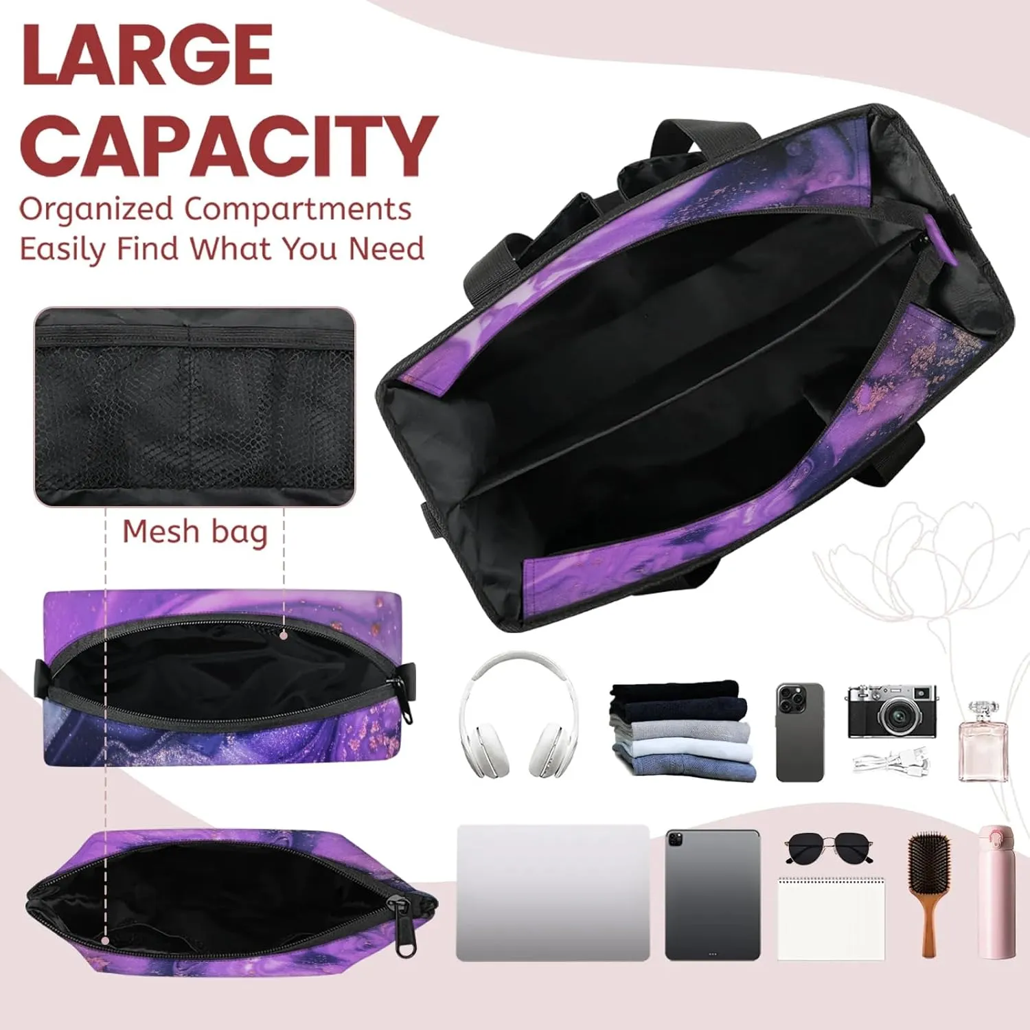 Women Fashion Tote Bag Wallet Shoulder Bags Set 3PCS Top Handle Satchel Purse Large Zippered Handbag Daily Use