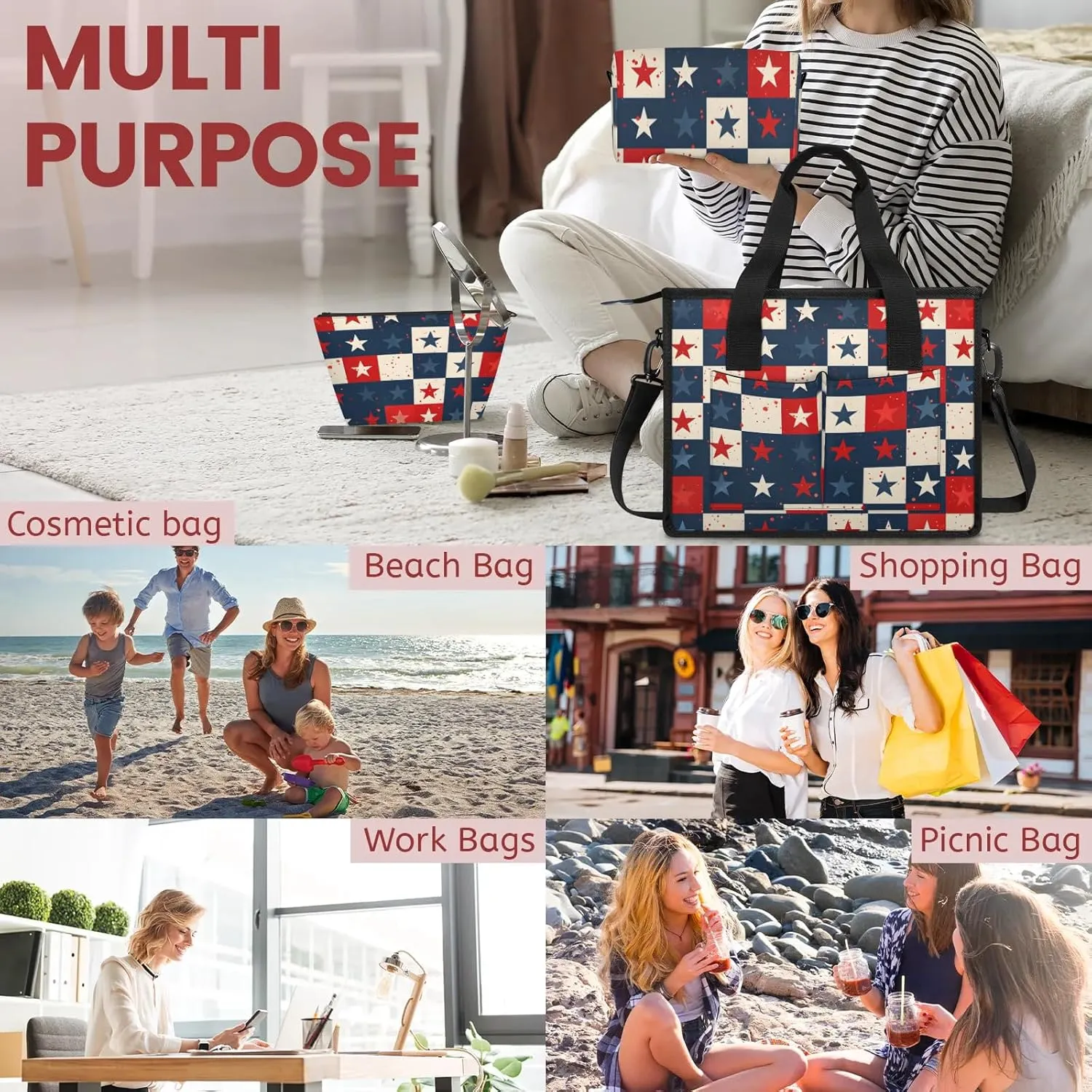 Women Fashion Tote Bag Wallet Shoulder Bags Set 3PCS Top Handle Satchel Purse Large Zippered Handbag Daily Use