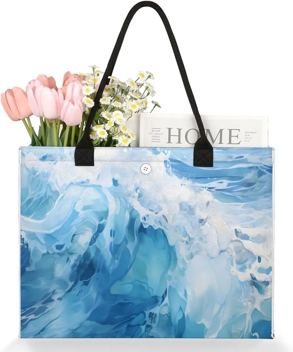 Womens Birthday Gifts Tote Bag Beach Waves Ocean Beach Bags for Women Handbags