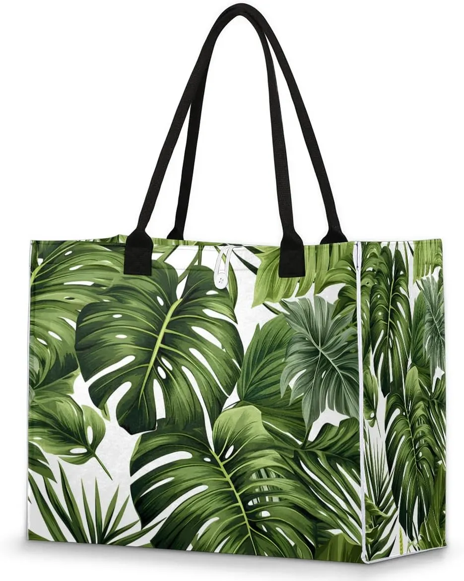 Womens Birthday Gifts Tote Bag Tropical Leaves Beach Bags for Women Handbags
