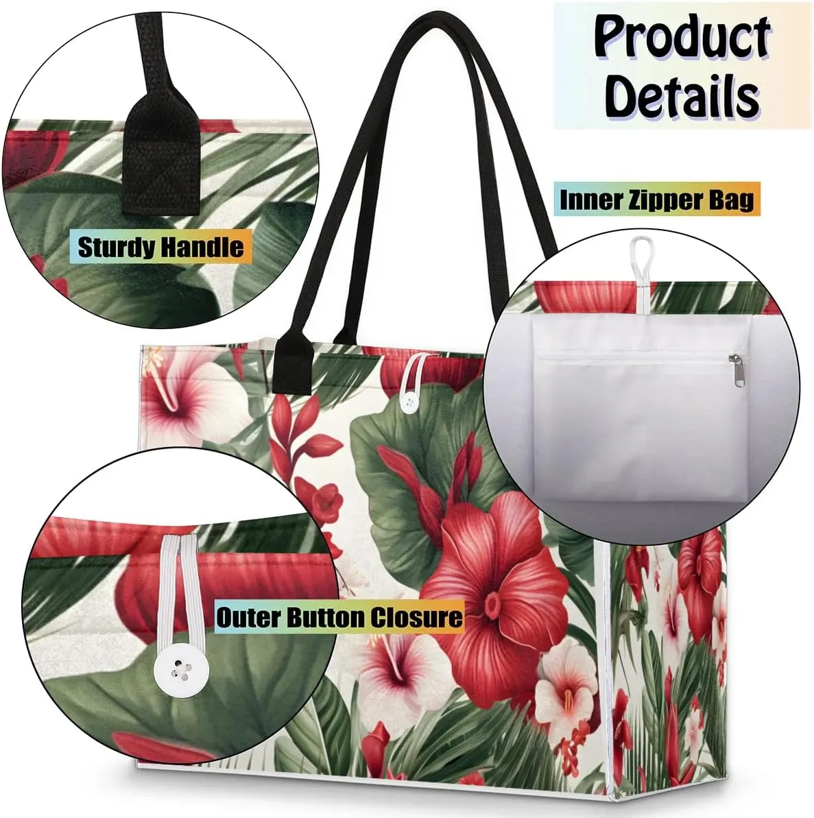 Womens Birthday Gifts Tote Bag Tropical Leaves Beach Bags for Women Handbags