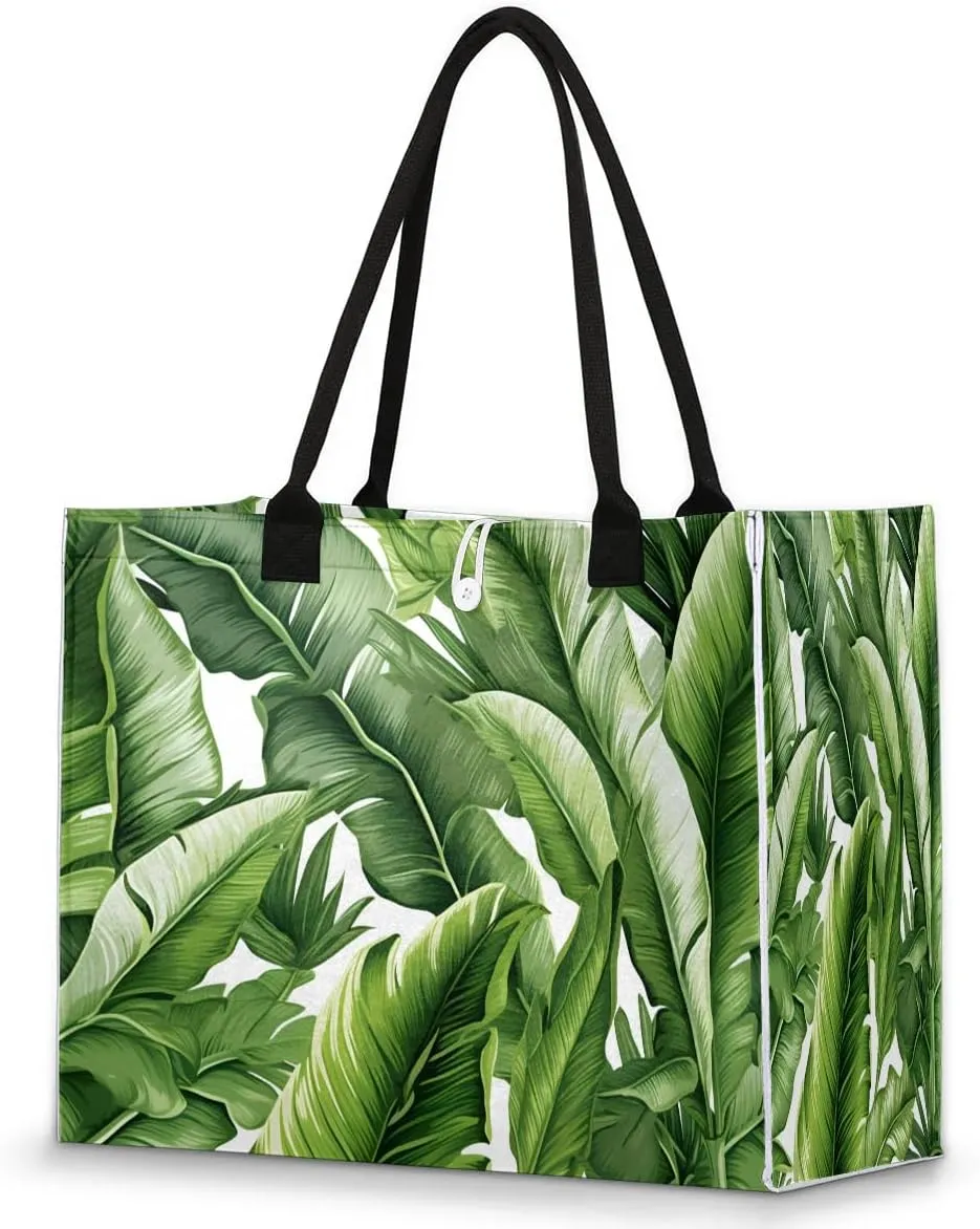 Womens Birthday Gifts Tote Bag Tropical Leaves Beach Bags for Women Handbags