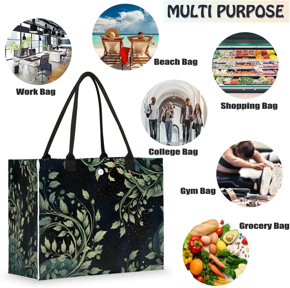 Womens Birthday Gifts Tote Bag Tropical Leaves Beach Bags for Women Handbags