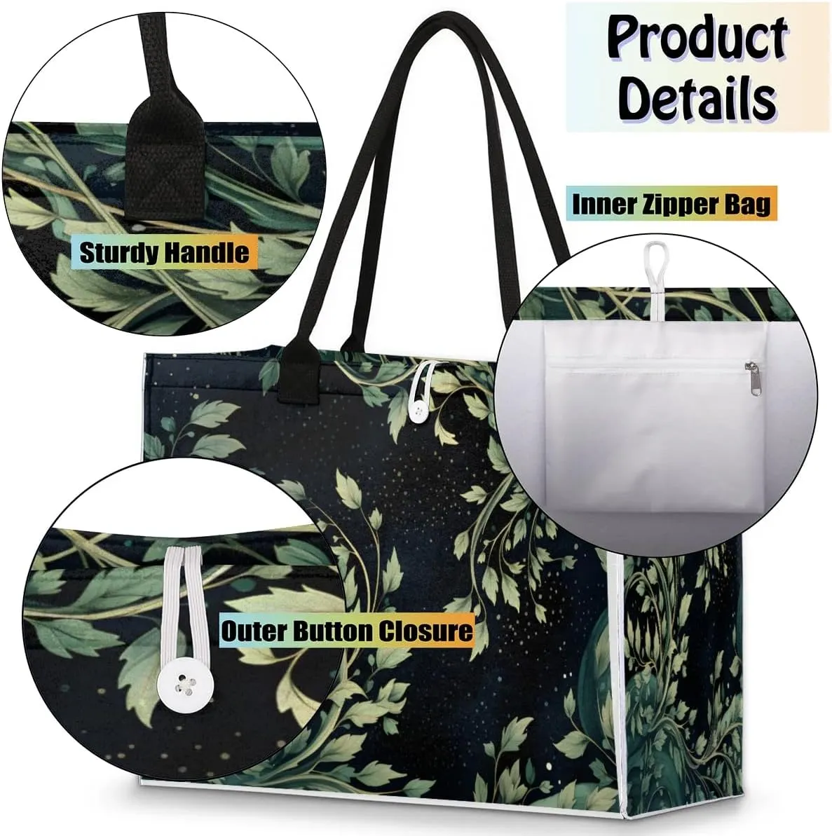 Womens Birthday Gifts Tote Bag Tropical Leaves Beach Bags for Women Handbags