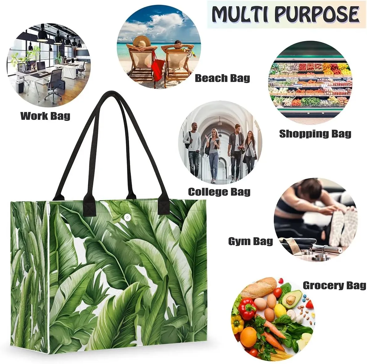 Womens Birthday Gifts Tote Bag Tropical Leaves Beach Bags for Women Handbags