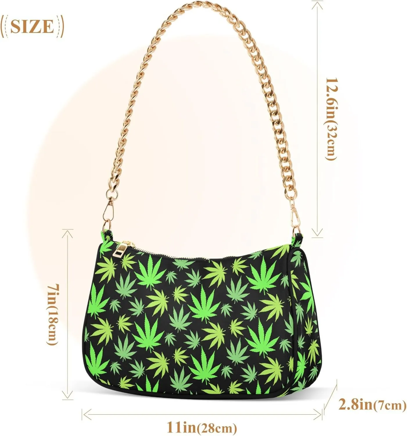 Women's Handbags Tote Crossbody Bag Stylish Purse Ladies Shoulder Bag Handbag Cannabis Leaves Black Crescent Bag