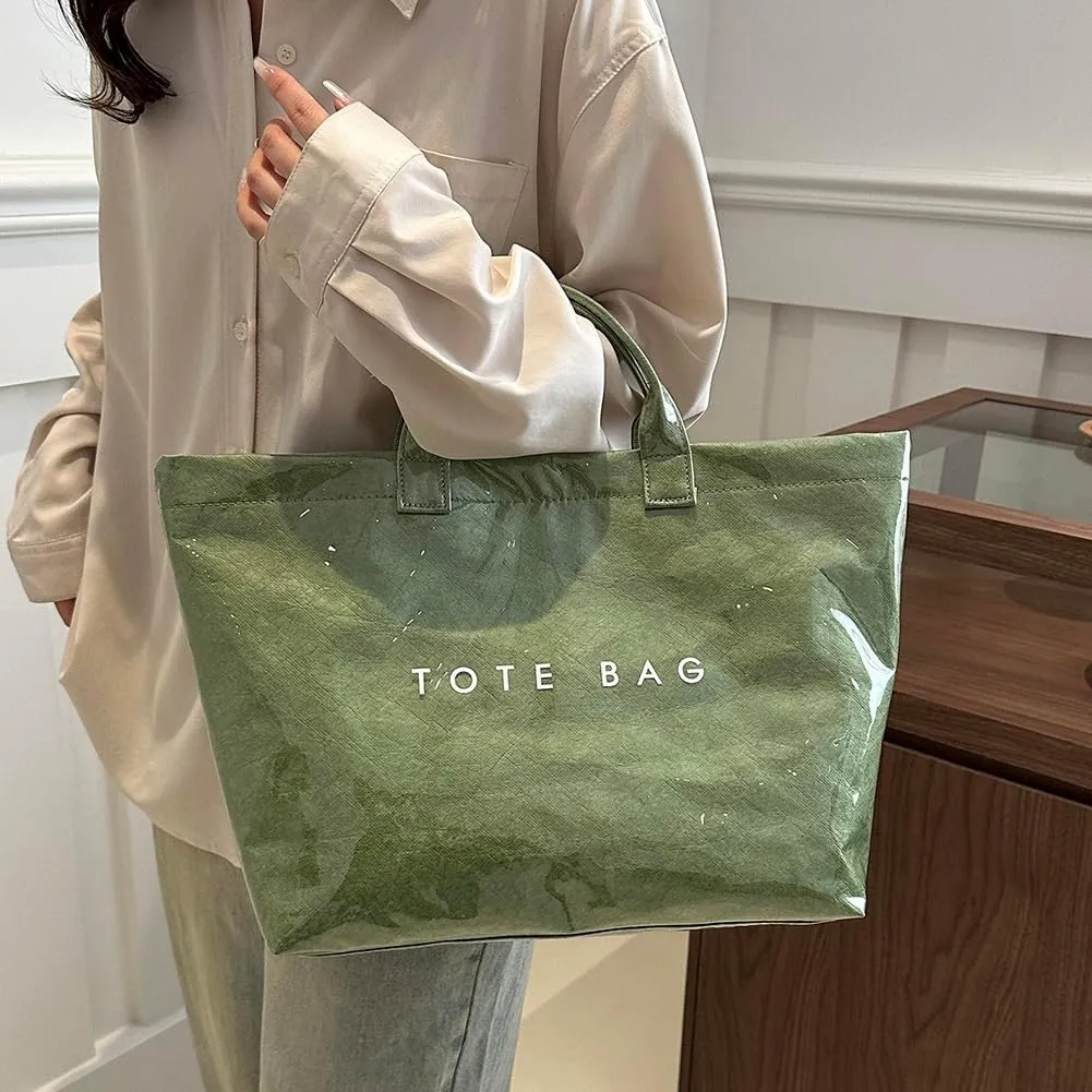 Women's Large PVC Tote Bag 2024 Fashion Handbags Big Winter Fall Totebag Y2K Shopping Hobo Bag Shoulder Purse with Laptop