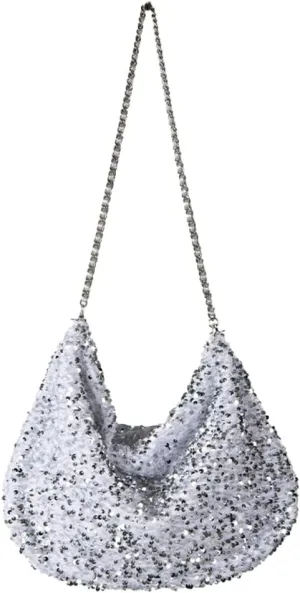 Women's Shiny Shoulder Bag Fashion Crossbody Bag Large Totes Soft Handbag Y2k Purse Top Handle Bag with Chain