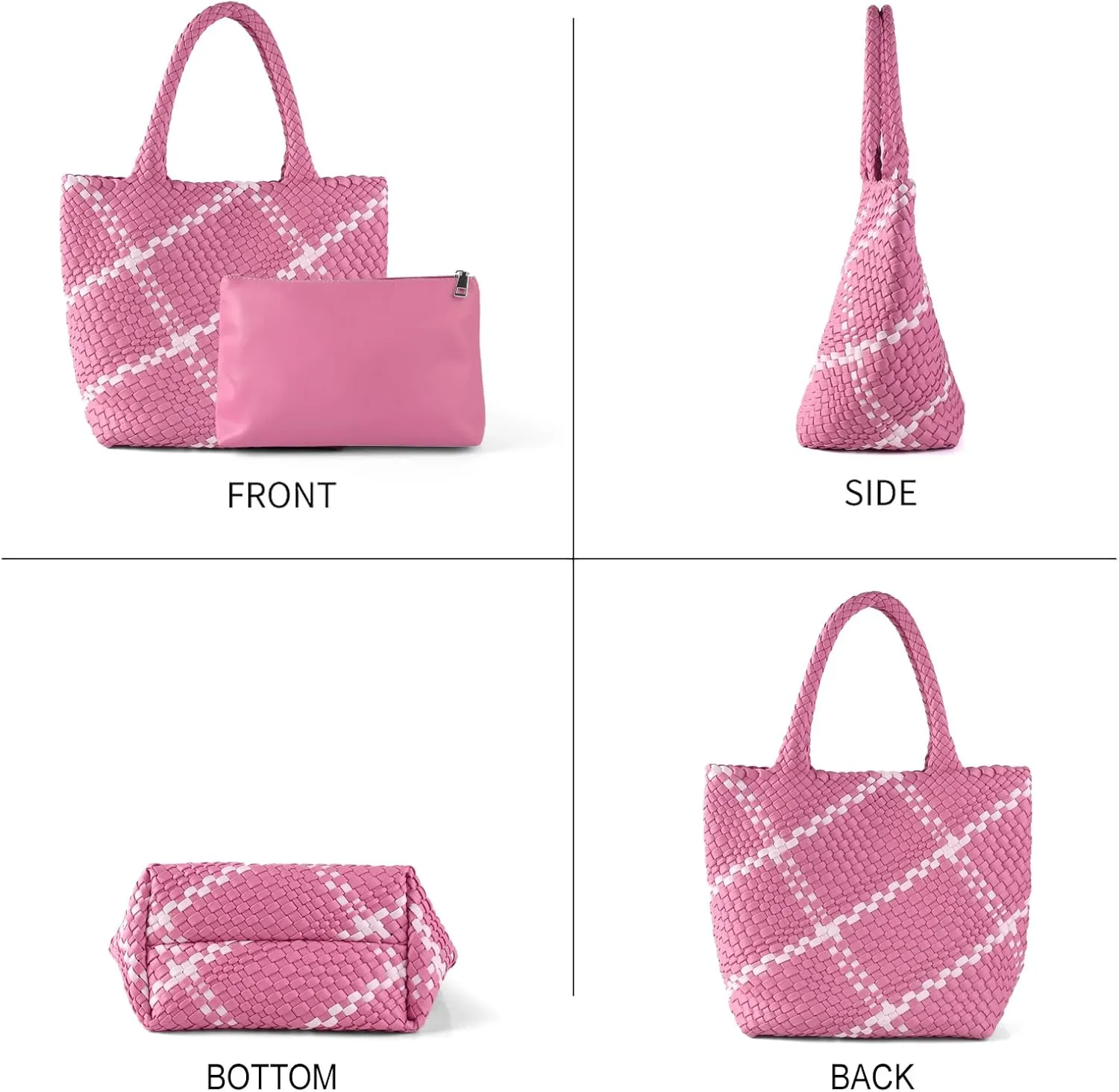 Woven Handbag for Women Top Handle Shoulder Bag Vegan Leather Shopper Bag Large Travel Totes Summer Beach Tote Bags