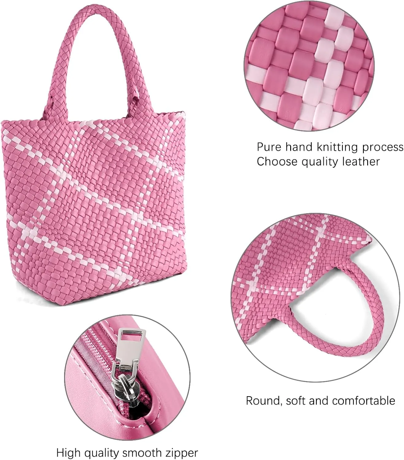 Woven Handbag for Women Top Handle Shoulder Bag Vegan Leather Shopper Bag Large Travel Totes Summer Beach Tote Bags