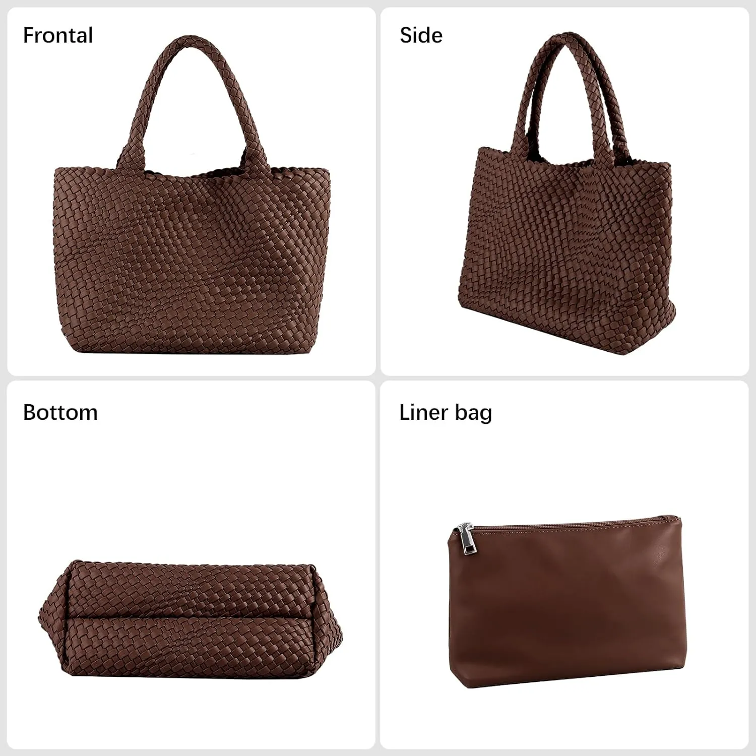 Woven Tote Bag Womens Purse Vegan Leather Shoulder Handbags Fashion Summer Beach Tote Bags Large Travel Totes